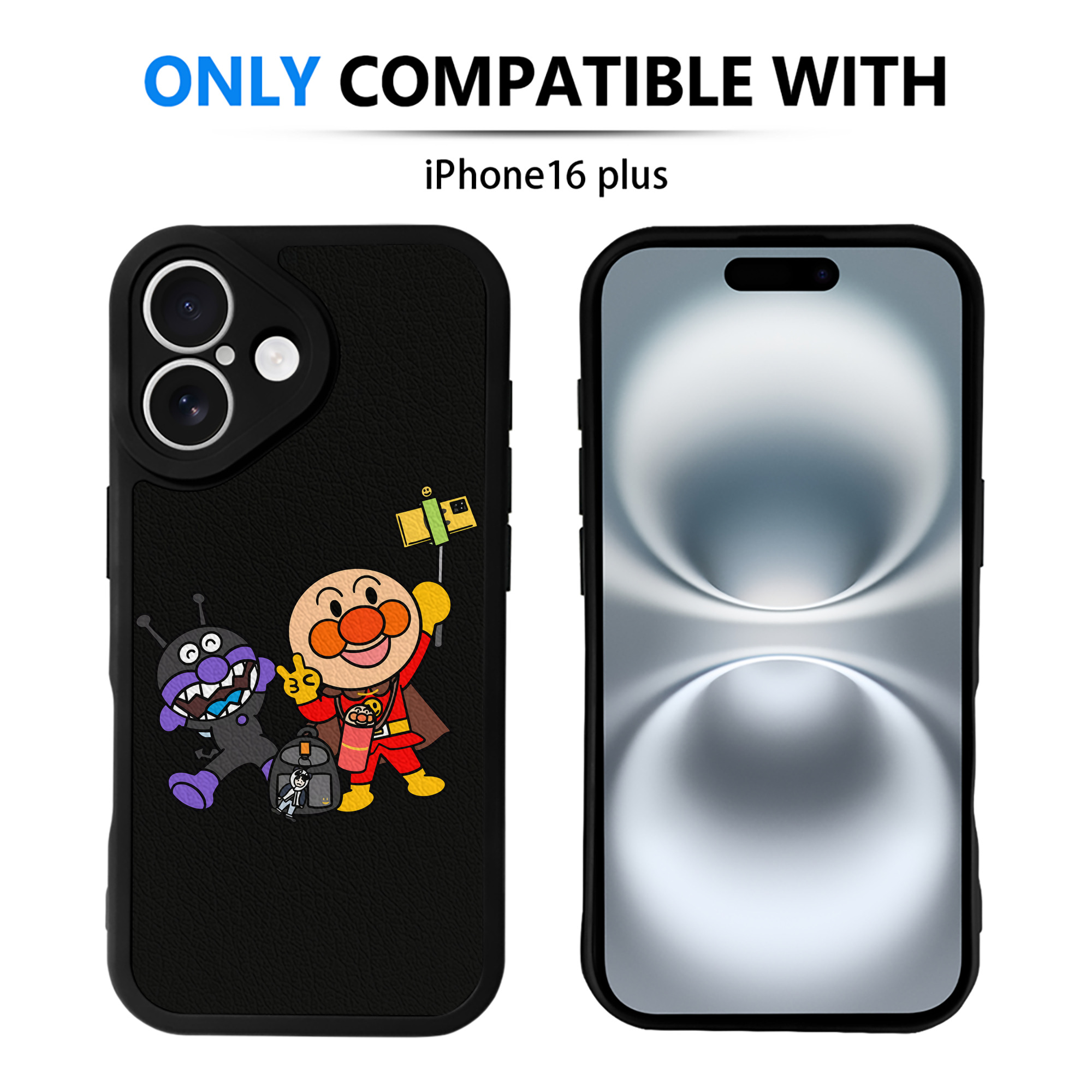 （画像用） アンパンマン Anpanman 【iPhone 16シリーズ対応】シリコンスマホケース（レザー調） 材質：シリコン